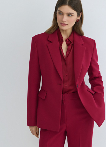 Однобортный приталенный жакет, Красный