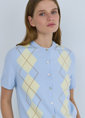 Кардиган с ромбами, Голубой