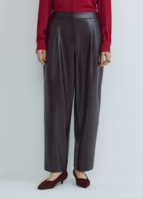 Брюки О-силуэта из искусственной кожи, Фиолетовый