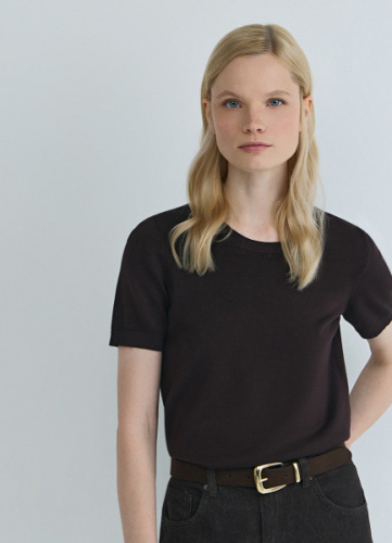 Джемпер с коротким рукавом, Коричневый