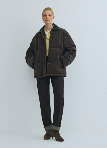 Утеплённая куртка из вельвета, Коричневый