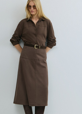 Юбка миди из искусственной замши, Коричневый