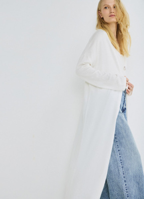 Удлинённый кардиган с кашемиром, Белый