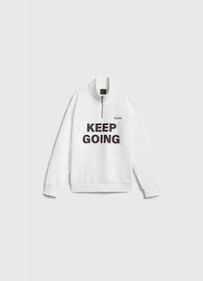 Свитшот с воротником на молнии для мальчиков, Бежевый