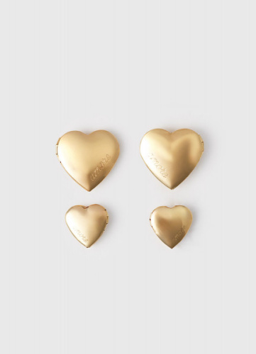 Серьги-локеты в форме сердца, 2 пары, Золотой