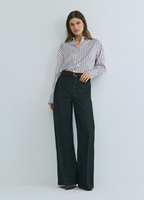 Широкие джинсы Wide leg с высокой посадкой, Черный