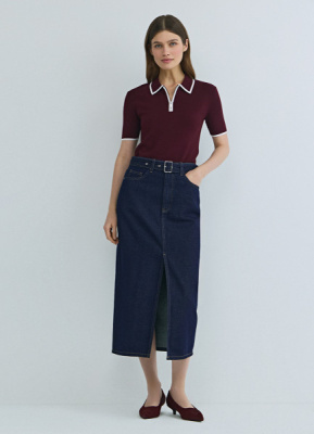 Джинсовая юбка миди, Синий