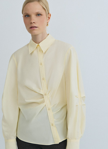 Рубашка с асимметричной застёжкой, Желтый