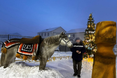 Фото: двор школы в Таттинском улусе украсила реалистичная скульптура лошади / ЯСИА   