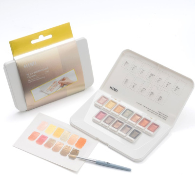 Набор акварели HIMI "Металлик", 12 цветов, оттенки GOLD