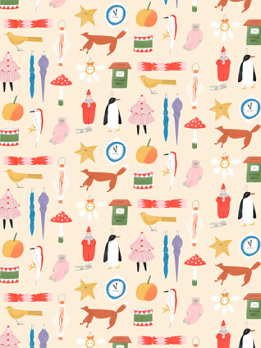 Упаковочная бумага "Игрушки и пингвин" 70х100 см