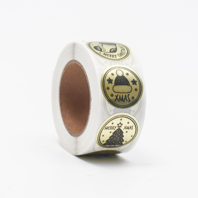 Наклейки с тиснением в рулоне "Mary Christmas", 500 шт, 2,5 х 2,5 см