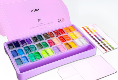 Набор гуаши HIMI пурпурный 36 цветов по 12 грамм