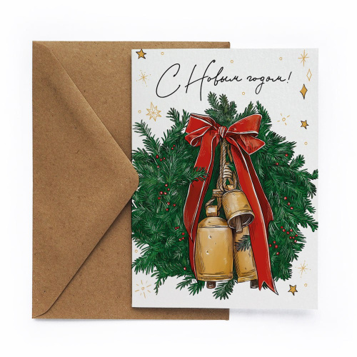 Открытка "НГ. Венок с колокольчиками"