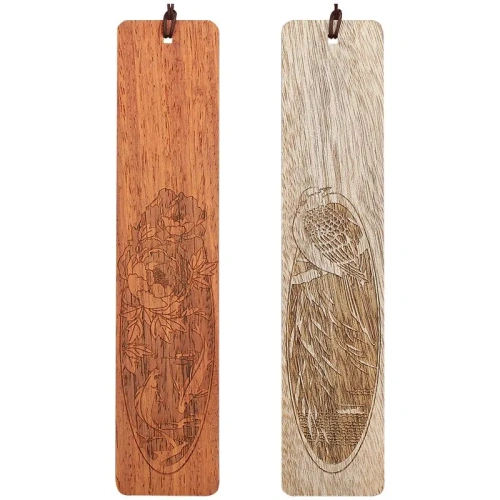 Подарочный набор закладок для книг "Иволга и рыбы" (палисандр, дерево наньму)