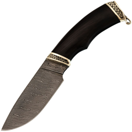 Нож Разделочный, сталь дамаск, рукоять черное дерево