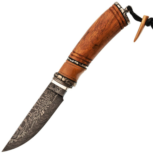 Авторский нож Сокол, сталь мозаичный дамаск, подарочная шкатулка