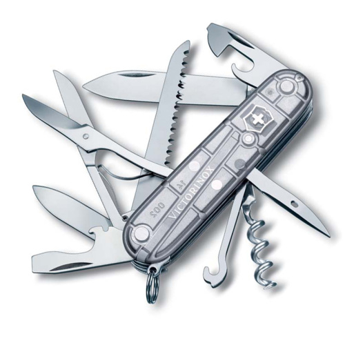Нож перочинный Victorinox Huntsman, сталь X55CrMo14, рукоять Cellidor®, серый, 15 функций, 91мм