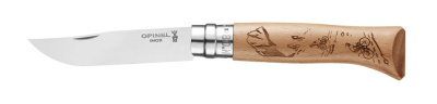 Нож Opinel №8 Alpine adventures, нержавеющая сталь, рукоять дуб, гравировка горный велосипед
