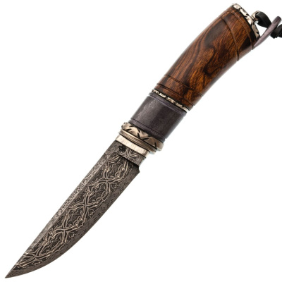 Авторский нож Коршун, сталь мозаичный дамаск, подарочная шкатулка