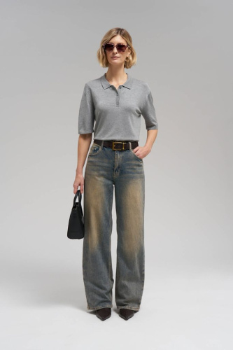 Легкий джемпер-поло прямого кроя