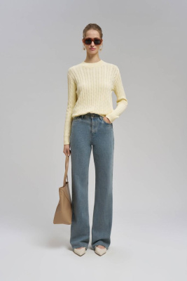 Джемпер прямого кроя из хлопка с косами