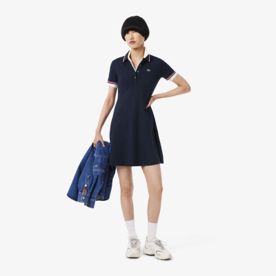 Эластичное платье-поло Lacoste с коротким рукавом