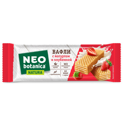 Вафли Neo-Botanica Natura, с йогуртом и клубникой, 25 гр
