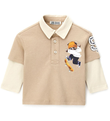 Поло с длинным рукавом для маленького мальчика