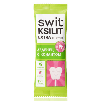 Леденец на палочке Swit by Revyline Ksilit Extra Клубника, 1 шт.