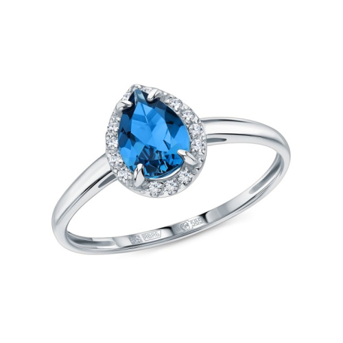 Золотое кольцо с бриллиантами природными и топазами природными