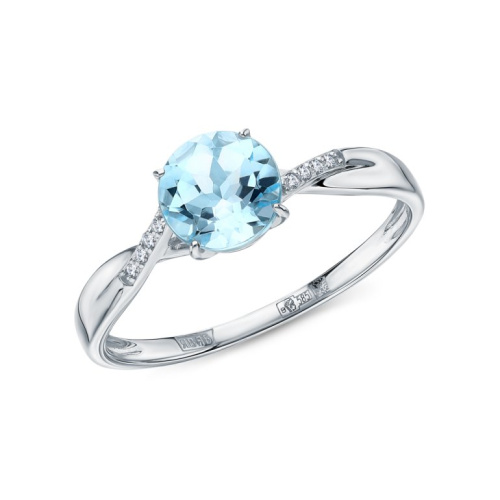 Золотое кольцо с бриллиантами природными и топазами природными