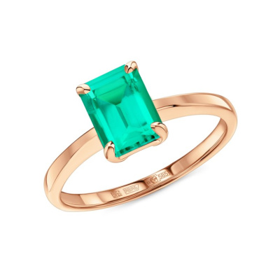 Золотое кольцо с изумрудами выращенными