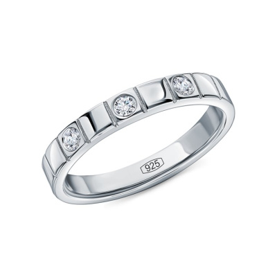 Серебряное кольцо с бриллиантами выращенными