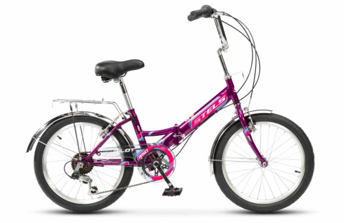 Складной велосипед Stels Pilot 350 V 20, год 2025, цвет Красный-Фиолетовый, ростовка 12