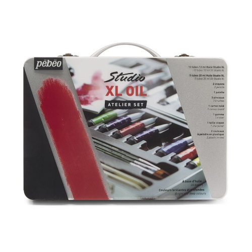 Набор масла Pebeo "Studio XL" 12цв*12 мл, 5цв*20мл в металлическом кейсе