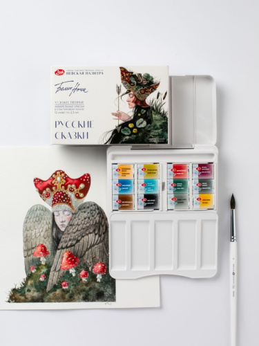 Набор акварели Белые Ночи "Русские сказки", 12 шт х 2,5 мл, пластик