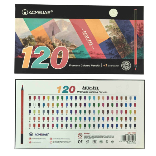 Набор карандашей цветные ACMELIAE "Blackwood Artmate" 120 цв, в картонном футляре