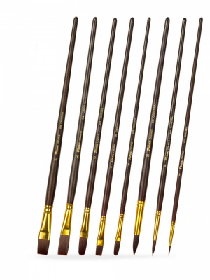 Набор кистей бордовая синтетика Pinax "CREATIVE" АССОРТИ 8 шт, длинная ручка