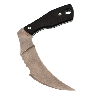 Нож Barmaley Knives Grim Серп серрейтор, сталь Aus-10 Co, рукоять G-10 черная