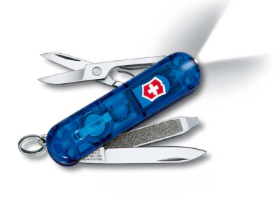 Нож перочинный Victorinox SwissLite Sapphire 0.6228.T2 58мм 7 функций полупрозрачный синий