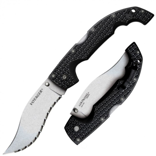 Нож складной Cold Steel Extra Large Voyager Vaquero Serrated, сталь AUS-10A, рукоять Griv Ex™, черный