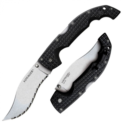 Нож складной Cold Steel Extra Large Voyager Vaquero Serrated, сталь AUS-10A, рукоять Griv Ex™, черный