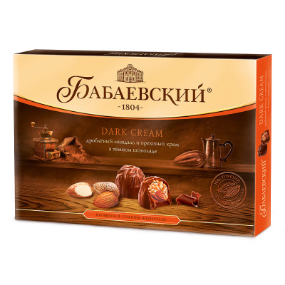 Набор конфет Бабаевский Dark Cream Дробленый миндаль и ореховый крем, 200 гр.