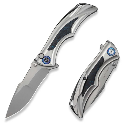 Складной нож WE Knife Tighe Down, сталь M390, рукоять титан/карбон, серый