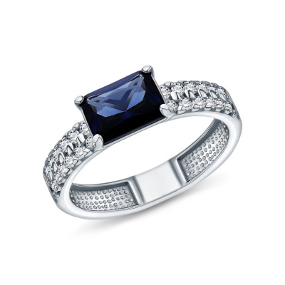 Серебряное кольцо с фианитами и ситаллом