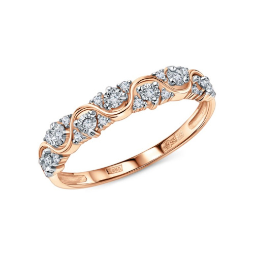 Золотое кольцо с бриллиантами природными