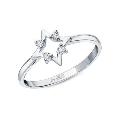 Серебряное кольцо с бриллиантами выращенными