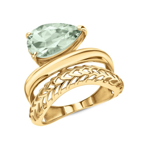 Золотое кольцо с празиолит природными