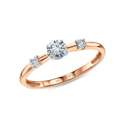 Золотое кольцо с бриллиантами природными